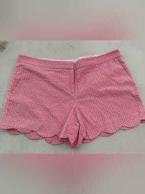 Paraphrase pink & white geo pattern scalloped shorts sz 12